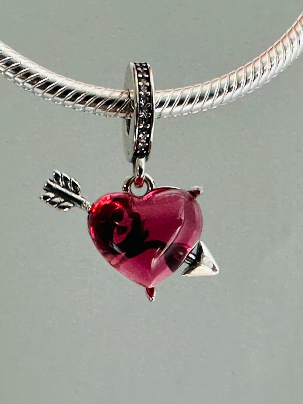 NEW Pandora Red Heart & Arrow Murano Glass Dangle Charm 793085C01